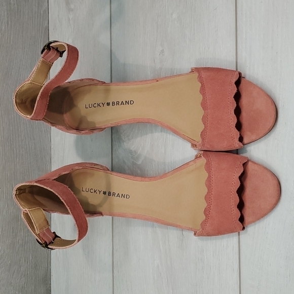 Lucky Brand Womens Jebelle Ankle Suede Strap Wedge Sandals shoes sz 9.5M - Picture 4 of 13